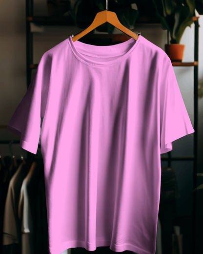Magenta Pink 100% cotton bio washed heavy drop shoulder solid oversized tshirt