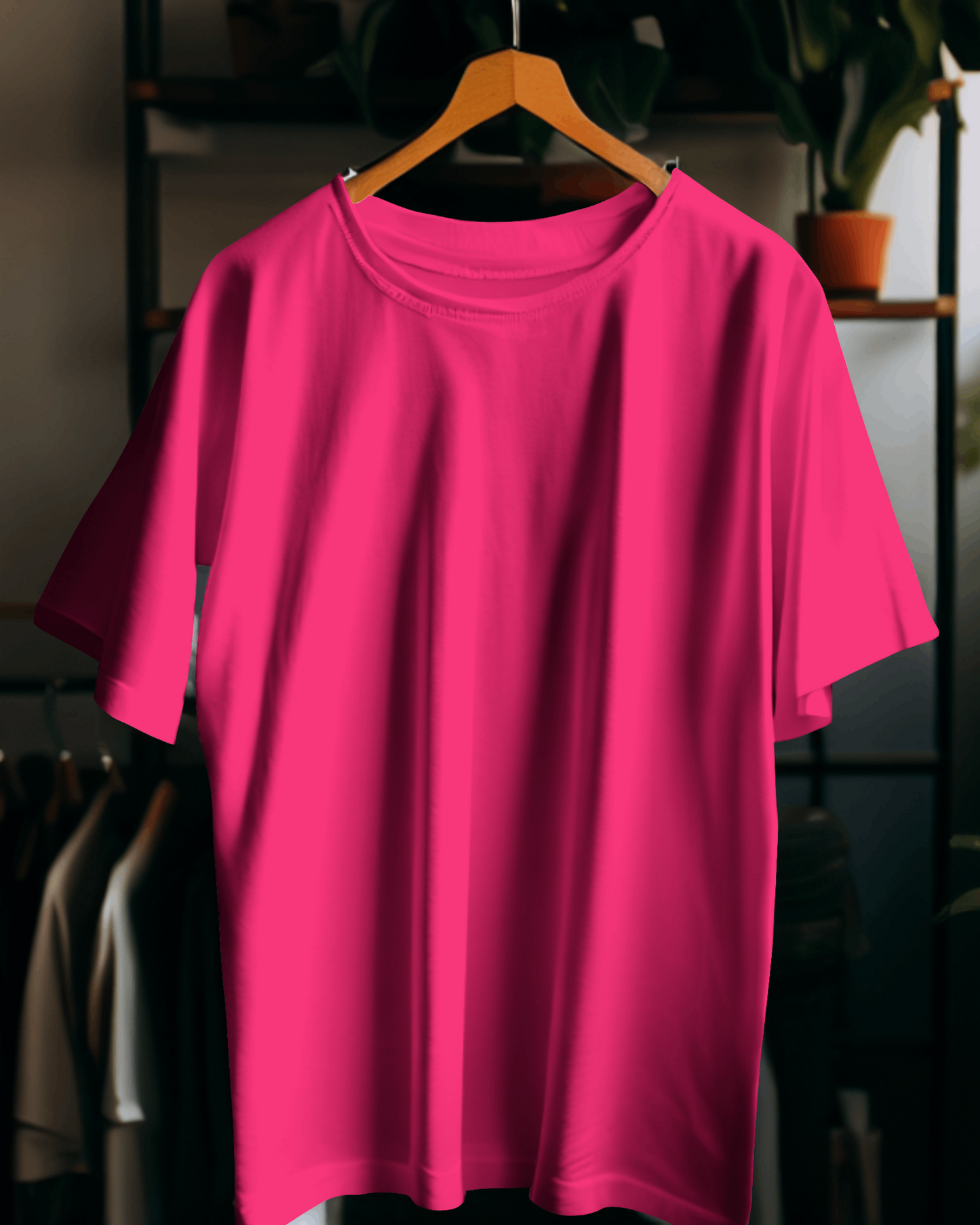 Magenta Pink 100% cotton bio washed heavy drop shoulder solid oversized tshirt