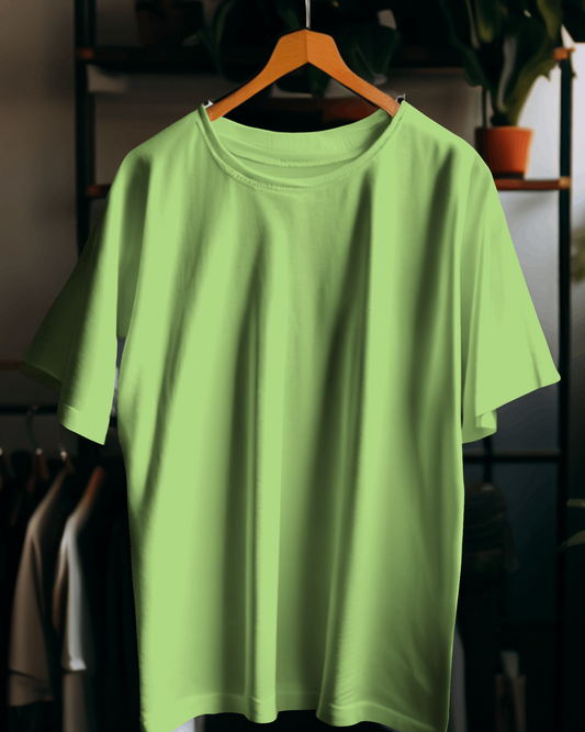 Powder Green 100% cotton bio washed heavy drop shoulder solid oversized tshirt