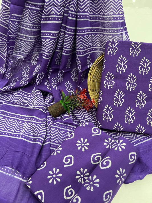 Bagru Cotton Suit Mulmul Dupatta
