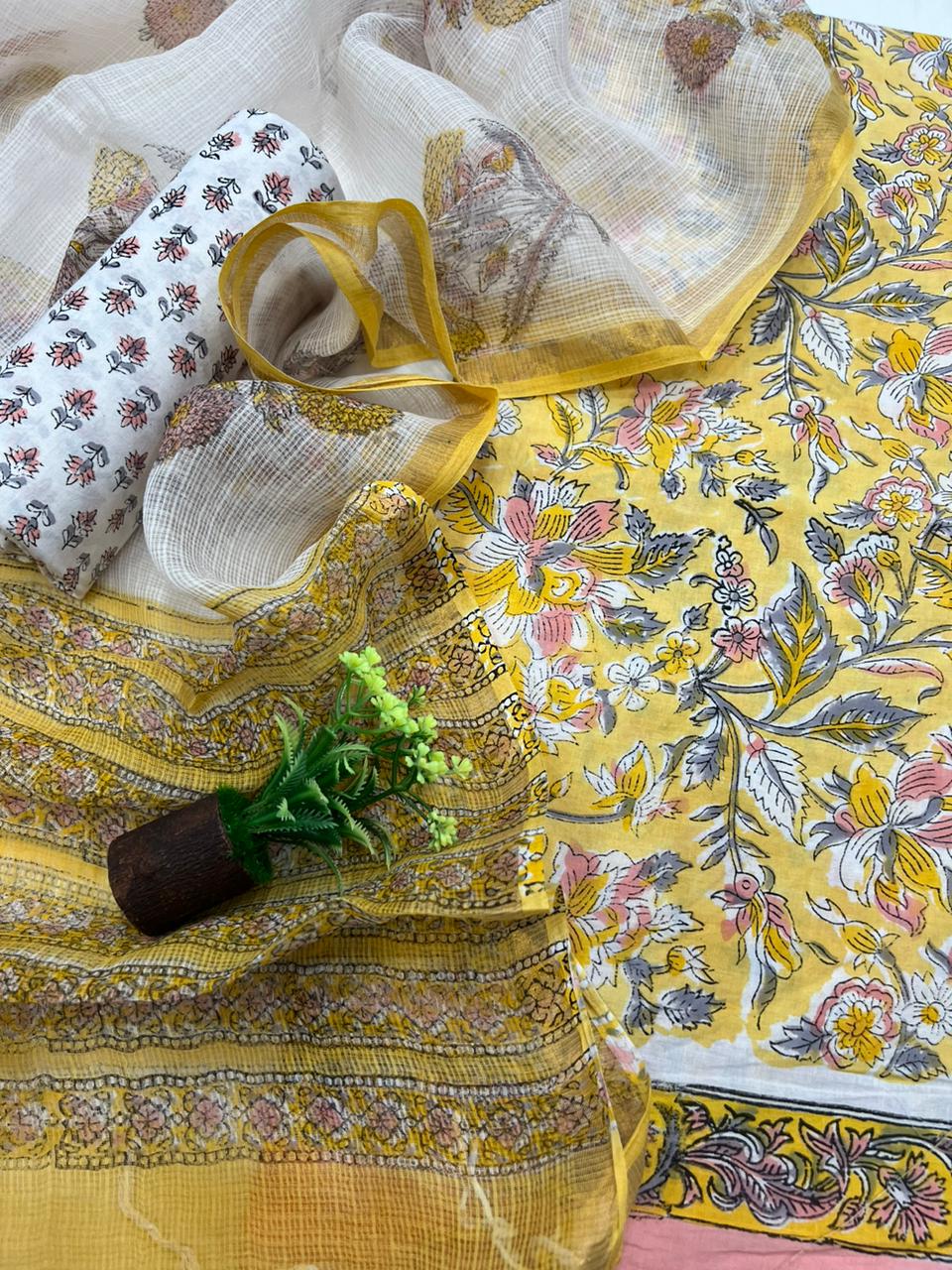 Jaipuri Cotton Suit Set With Kota Doriya Dupatta