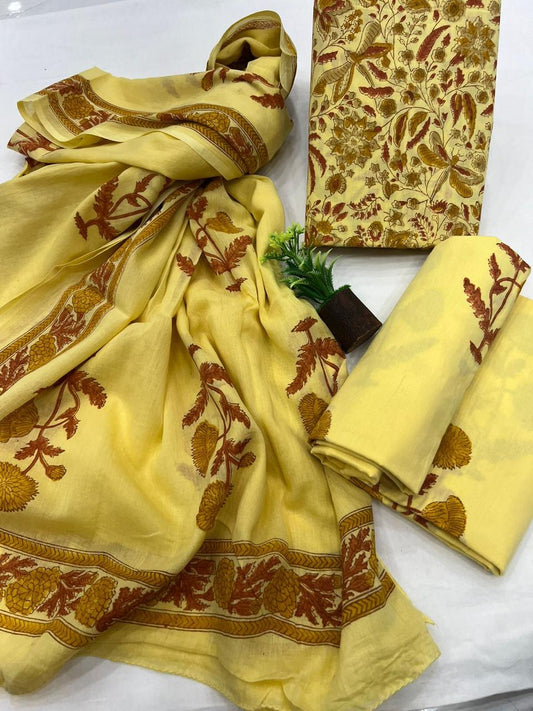 Cotton suit Set with cotton Mulmul Dupatta