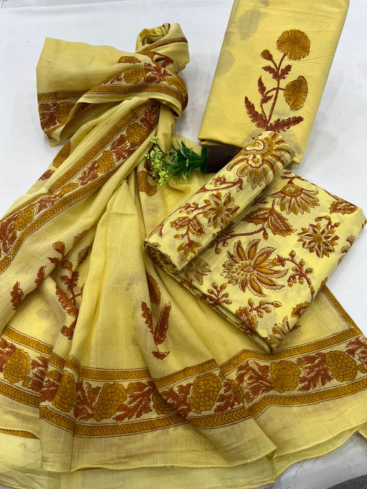 Hastkala Cotton Suit Mulmul Dupatta