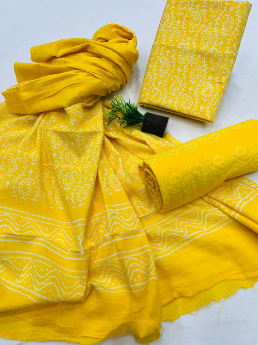 Elegant Cotton Suit Mulmul Dupatta