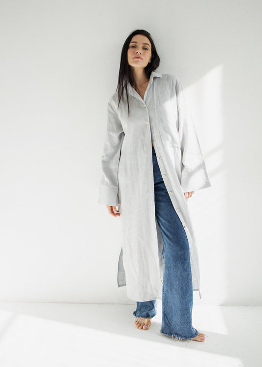 LINEN OVERSIZE SHRUG///LIGHT GRAY