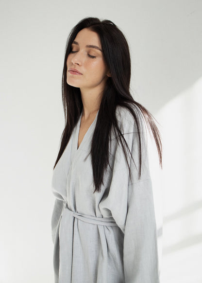 LINEN ROBE///GRAY