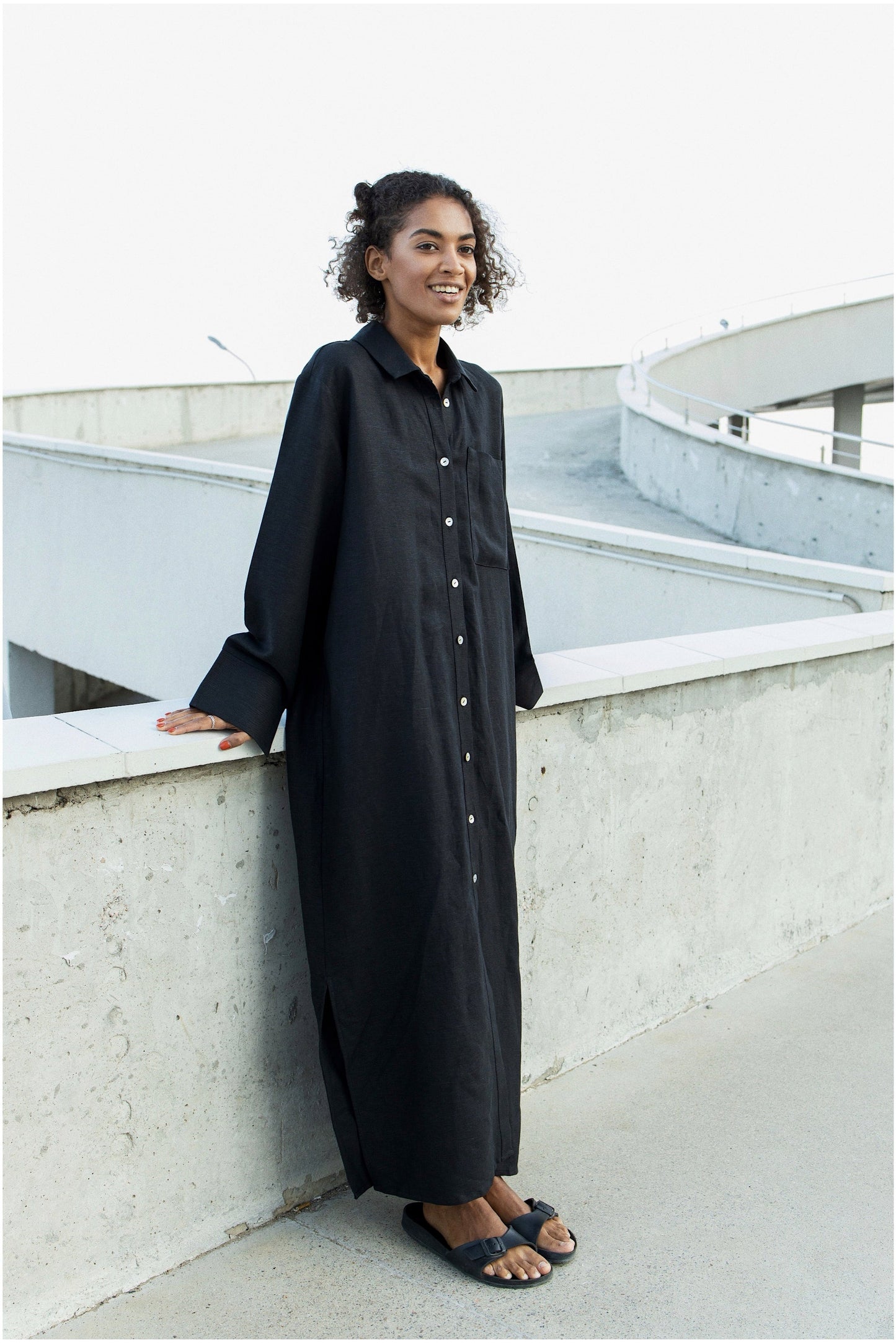 LINEN OVERSIZE SHRUG///BLACK