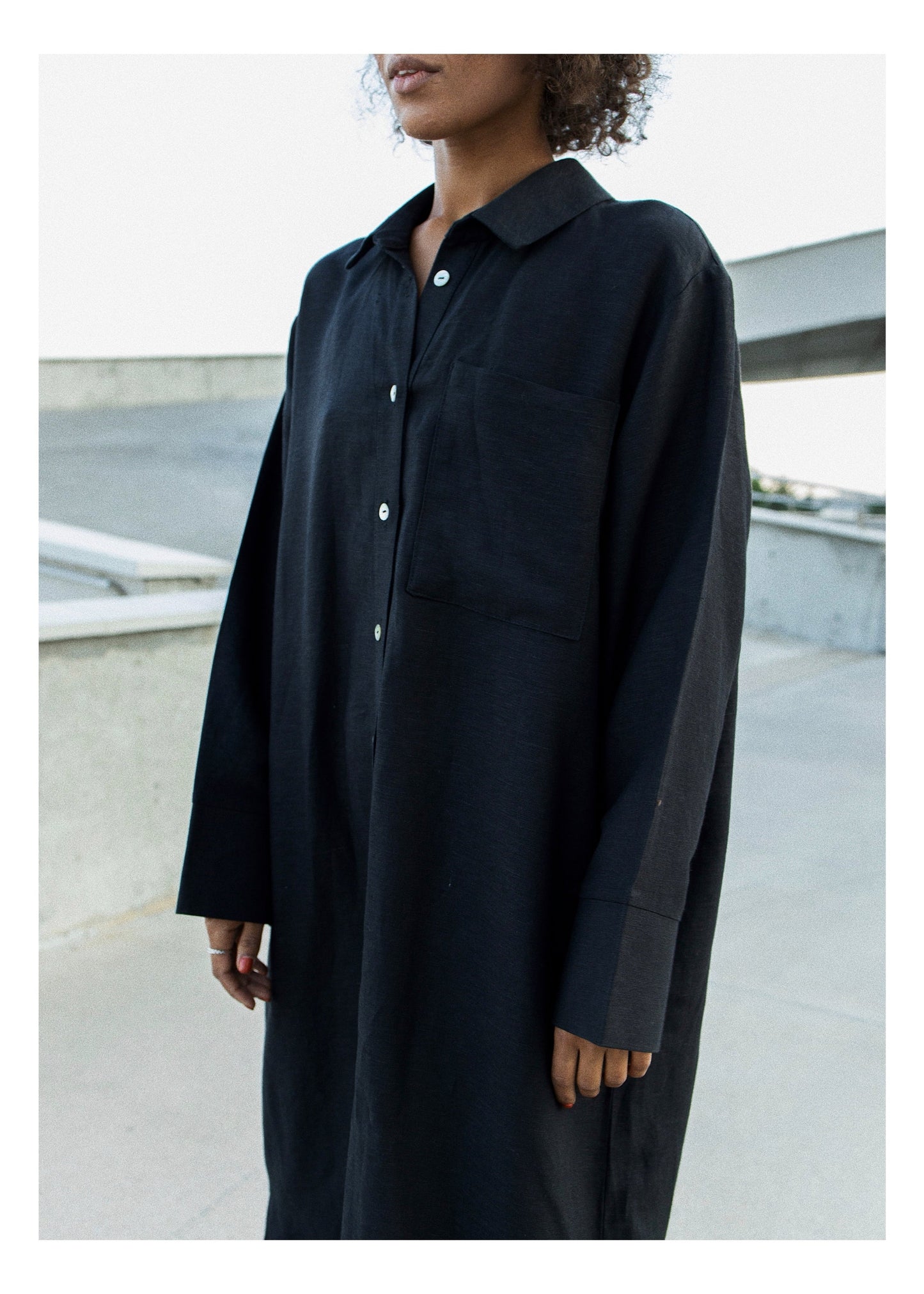 LINEN OVERSIZE SHRUG///BLACK