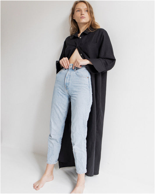 LINEN OVERSIZE SHRUG///BLACK