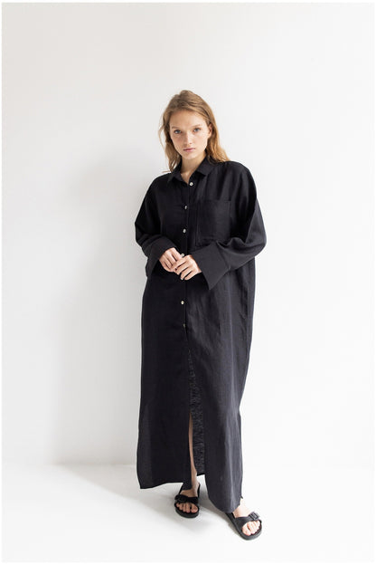 LINEN OVERSIZE SHRUG///BLACK